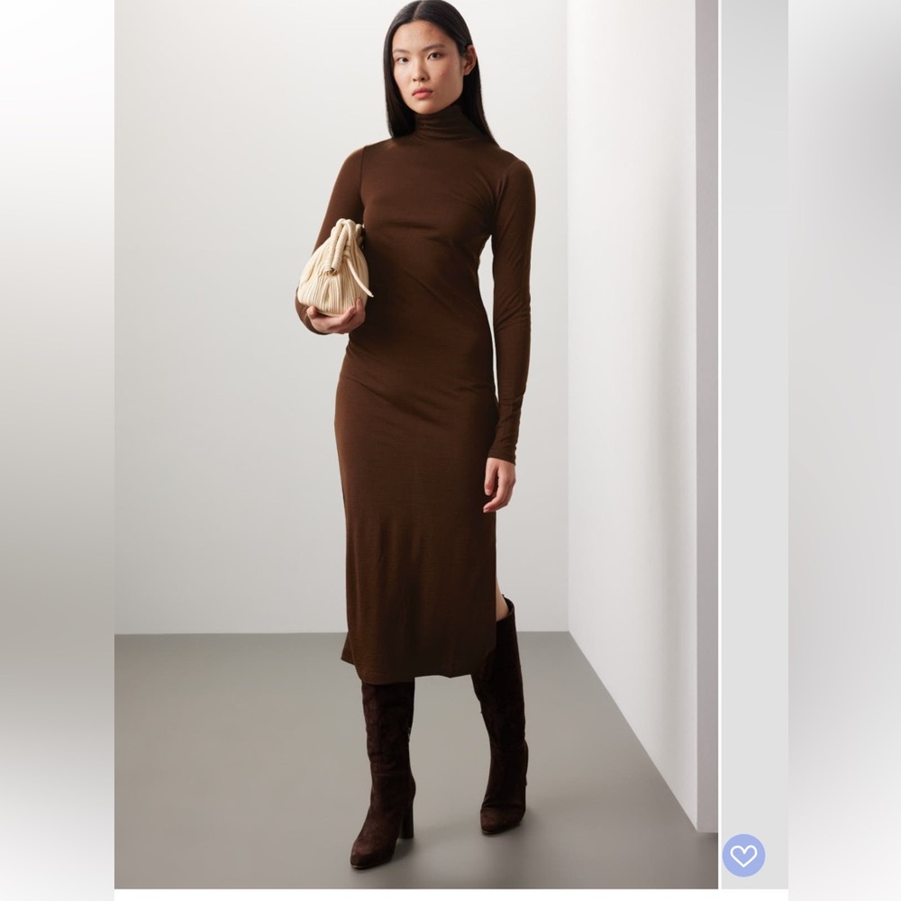 Polo by RALPH LAUREN Brown Turtleneck Wool Blend Knit Dress Size XL - Picture 1 of 9